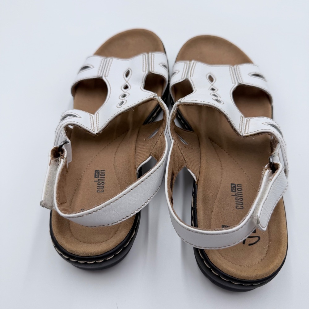 Clarks Collection Leisa Vine White Leather Strappy Sandal Womens 8.5 M 261248064